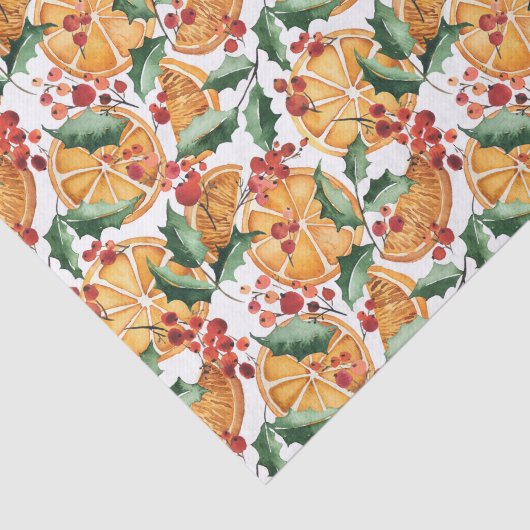 水彩乾燥オレンジとベリーのクリスマス 薄葉紙 (詳細)