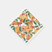 水彩乾燥オレンジのスライス模様クリスマス スタンダードカクテルナプキン (角)