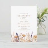 水彩乾燥フラワーズニュートラルブライダルシャワー 招待状 (スタンド正面)