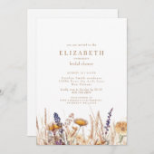 水彩乾燥フラワーズニュートラルブライダルシャワー 招待状 (正面/裏面)