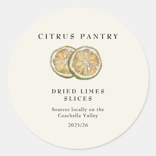 水彩乾燥ライムスライス ラウンドシール (正面)