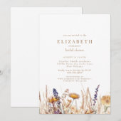 水彩乾燥花 ニュートラル ブライダルシャワー 招待状 (正面/裏面)