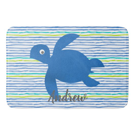 水彩亀しぼりストライプの バスマット (正面)