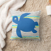 水彩亀しぼりリバーシブルストライプシーウミガメ クッション (ブランケット)