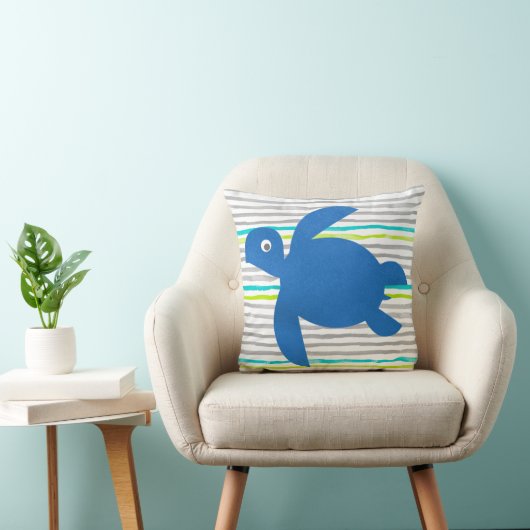 水彩亀しぼりリバーシブルストライプシーウミガメ クッション (椅子)