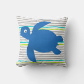 水彩亀しぼりリバーシブルストライプシーウミガメ クッション (正面)