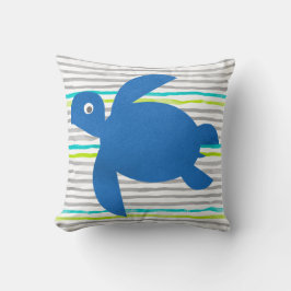 水彩亀しぼりリバーシブルストライプシーウミガメ クッション