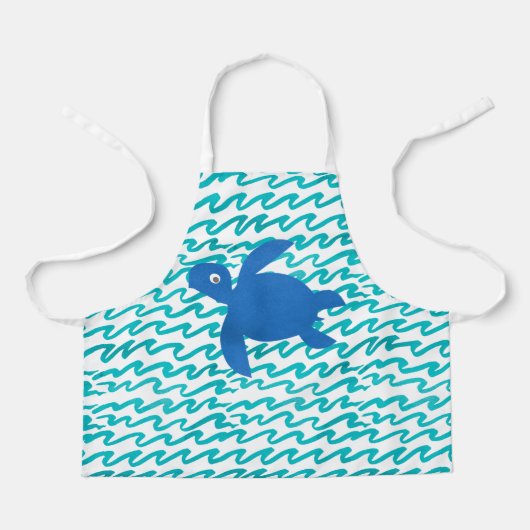 水彩亀しぼり波 エプロン (正面)