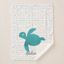 水彩亀しぼり波 シェルパブランケット