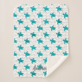 水彩亀しぼり波 シェルパブランケット