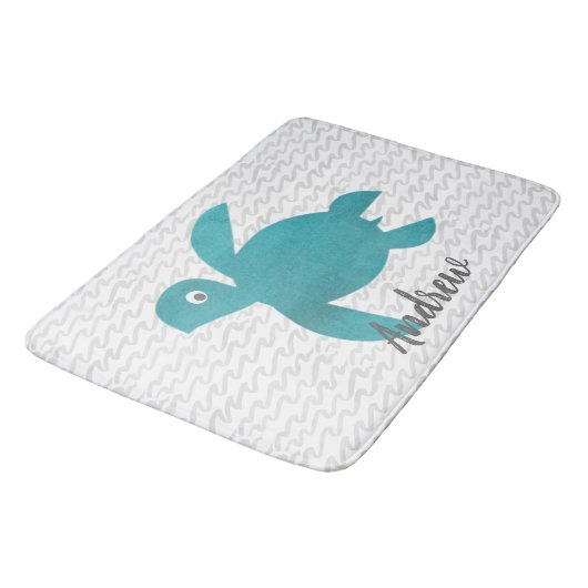 水彩亀しぼり波 バスマット (アングル)