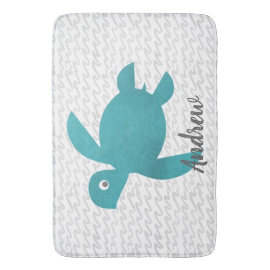 水彩亀しぼり波 バスマット (正面縦)