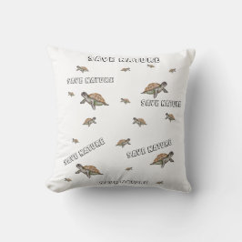 水彩亀救自然 クッション