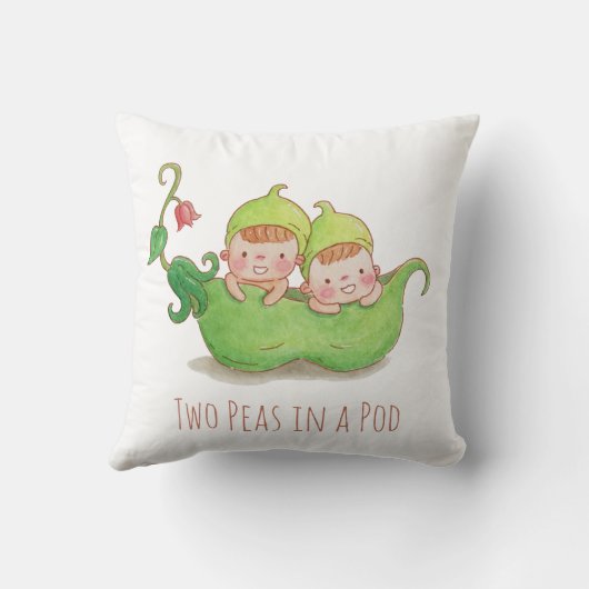 水彩二豆のさやツイン子供部屋枕 クッション (裏面)