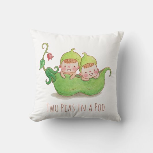 水彩二豆のさやツイン子供部屋枕 クッション (正面)