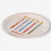 水彩五キャンドル子供の誕生日 ペーパープレート (アングル)