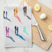 水彩人々姿芸術 キッチンタオル (四つ折り)