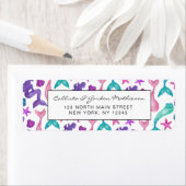 水彩人ガーリー魚物語シーシェルズパターン ラベル (インサイチュ)