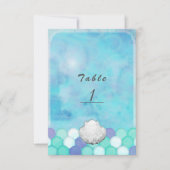 水彩人魚のうろこパーティー テーブル ナンバー カード (正面)