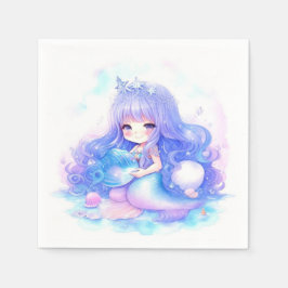 水彩人魚のベビーシャワー スタンダードカクテルナプキン