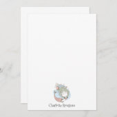 水彩人魚の文房具パーソナライズされた ノートカード (正面/裏面)