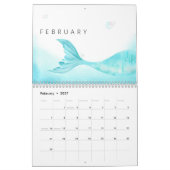 水彩人魚の毎年の子供と家族 カレンダー (2月 2027)