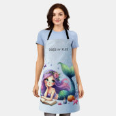 水彩人魚の海の生活かわいい美 エプロン (着用した状態)