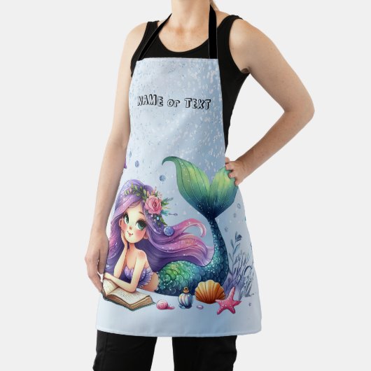 水彩人魚の海の生活かわいい美 エプロン (インサイチュ)