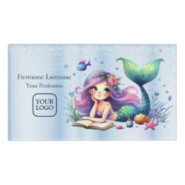 水彩人魚の海の生活かわいい美 名札