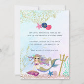 水彩人魚の誕生日パーティフォト招待状 招待状 (正面)