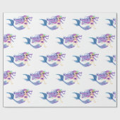 水彩人魚の誕生日パーティー ラッピングペーパー (フラット)