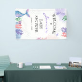 水彩人魚の赤ちゃんシャワー歓迎サイン 横断幕 (トレードショー)