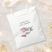 水彩人魚をテーマにした誕生日パーティー フェイバーバッグ (クリップ留めされた状態)