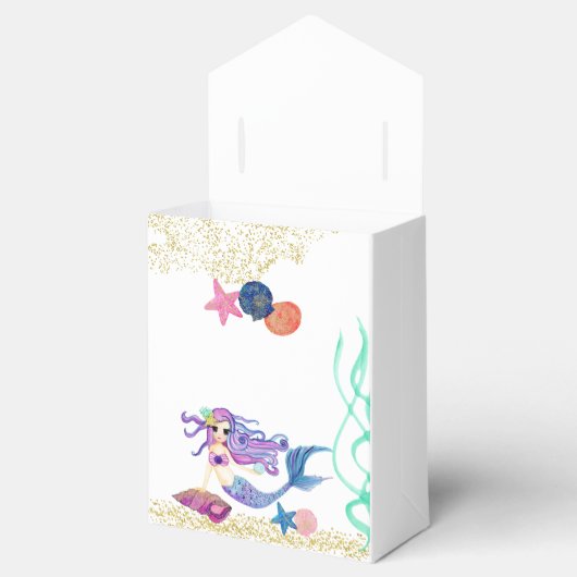 水彩人魚をテーマにした誕生日パーティー フェイバーボックス (オープン)