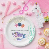 水彩人魚をテーマにした誕生日パーティー ペーパープレート (パーティー)