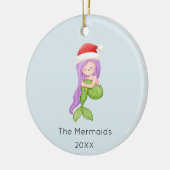 水彩人魚クリスマスフォト セラミックオーナメント (左)