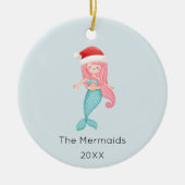 水彩人魚クリスマスフォト セラミックオーナメント (正面)