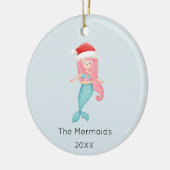 水彩人魚クリスマスフォト セラミックオーナメント (左)