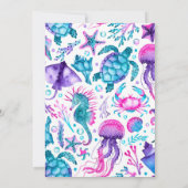 水彩人魚ジョイント誕生日姉妹 招待状 (裏面)