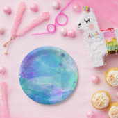 水彩人魚テールバースデーパーティーカスタム ペーパープレート (パーティー)