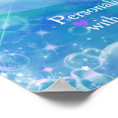 水彩人魚テール誕生日パーティバナーアート ポスター (角)