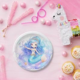 水彩人魚ベビーガールシャワー ペーパープレート