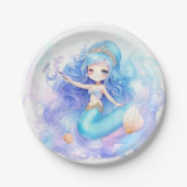 水彩人魚ベビーガールシャワー ペーパープレート (正面)