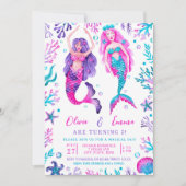 水彩人魚共同誕生日姉妹 招待状 (正面)
