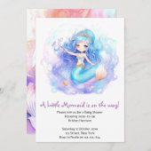 水彩人魚寶寶女孩派對 招待状 (正面/裏面)