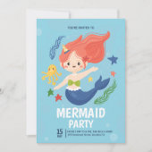 水彩人魚海底生日派對 招待状 (正面)