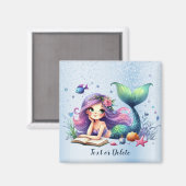 水彩人魚海洋生物 可愛い 美しい マグネット (正面/裏面)
