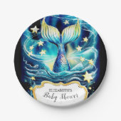 水彩人魚航海のの赤ちゃんシャワー ペーパープレート (正面)