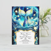 水彩人魚航海のの赤ちゃんシャワー 招待状 (スタンド正面)