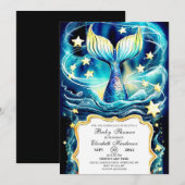 水彩人魚航海のの赤ちゃんシャワー 招待状 (正面/裏面)